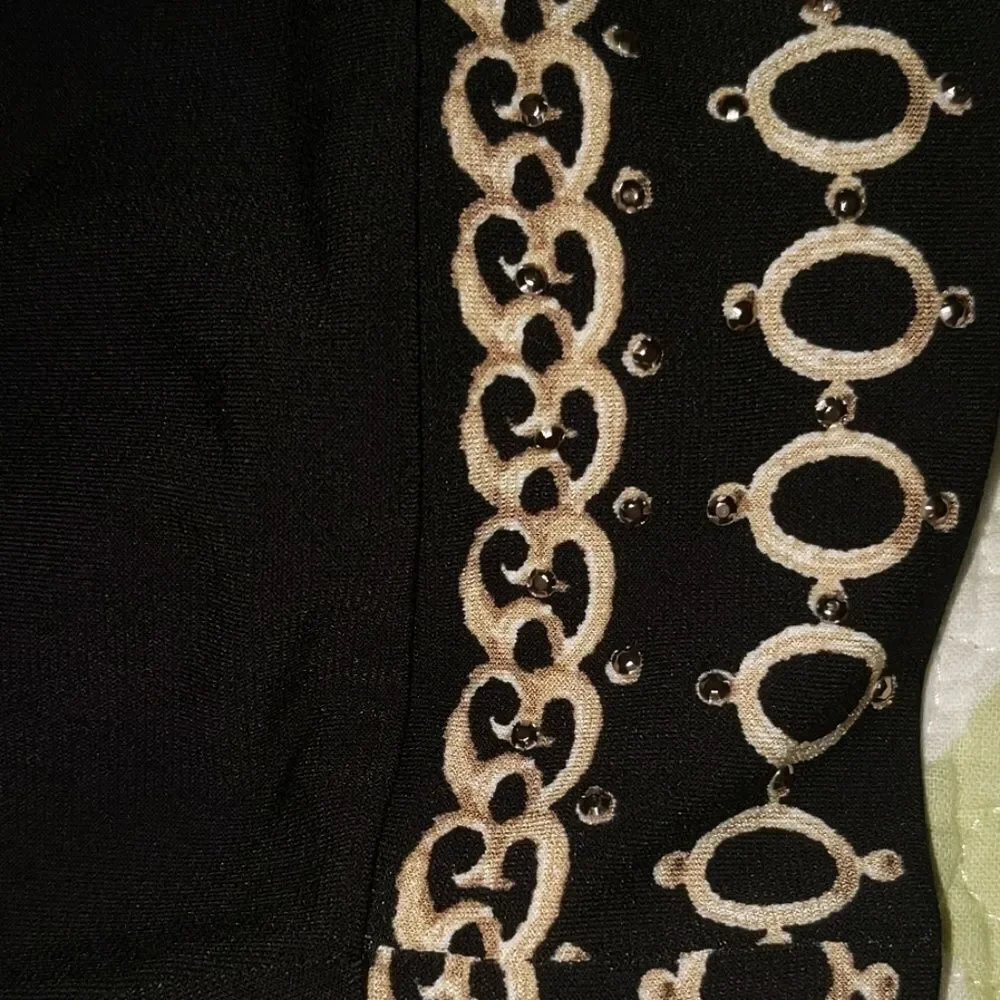 JM Collection gold black design top Sz XL NWT